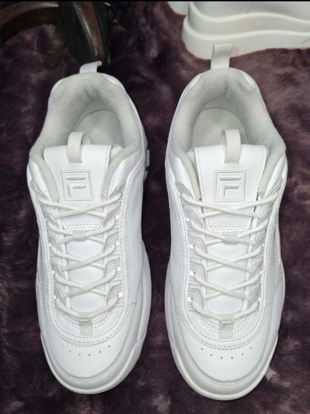 FILA Men's White Disruptor-Style Athletic Sneakers